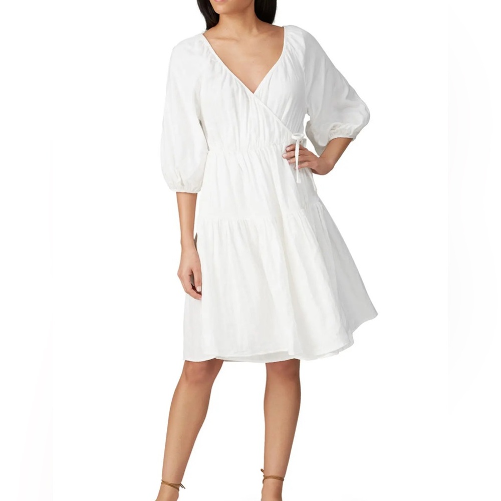 With Whit $278 Whitney Port White Gauze‎ Wrap Dress Peasant Coquette Milkmaid